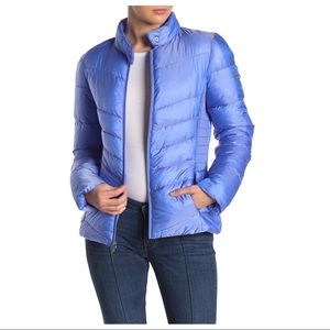 NEW Via Spiga Blue Smocked Quilted Puffer Jacket